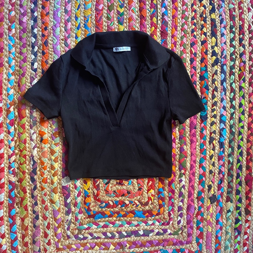 Zara collared crop top / shirt